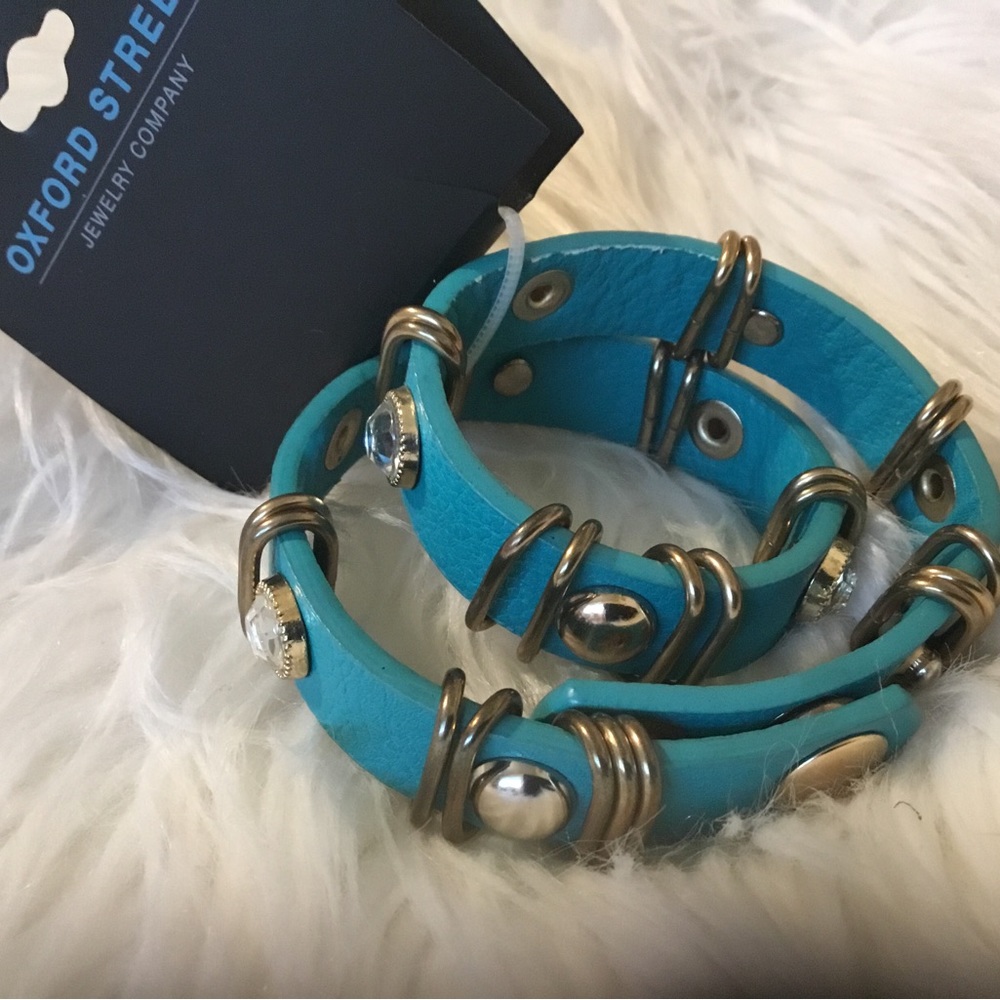 NWT Oxford Street Aqua & Clear Stone Wrap Bracelet.